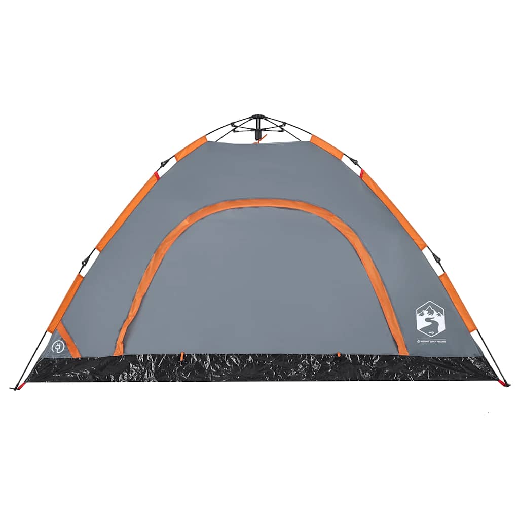 4-personers campingtelt quick-release grå og orange