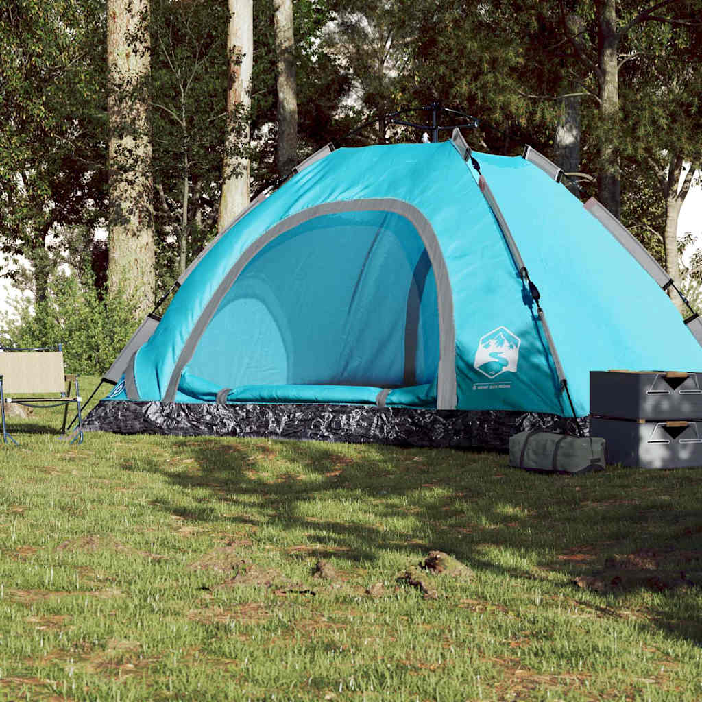 5-personers campingtelt vandtæt quick-release blå