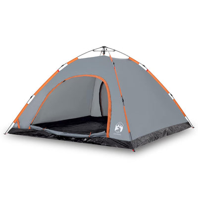 5-personers campingtelt vandtæt quick-release grå og orange