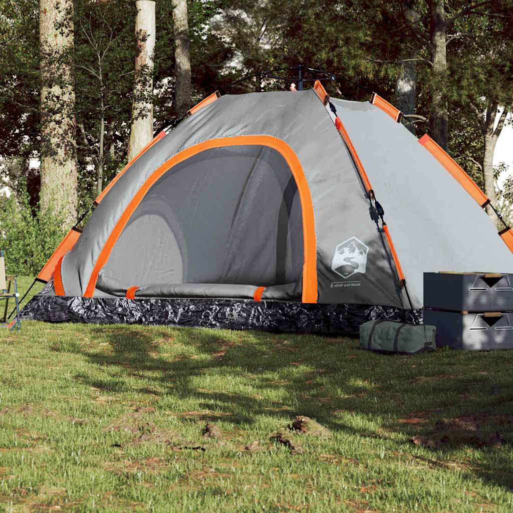 5-personers campingtelt vandtæt quick-release grå og orange