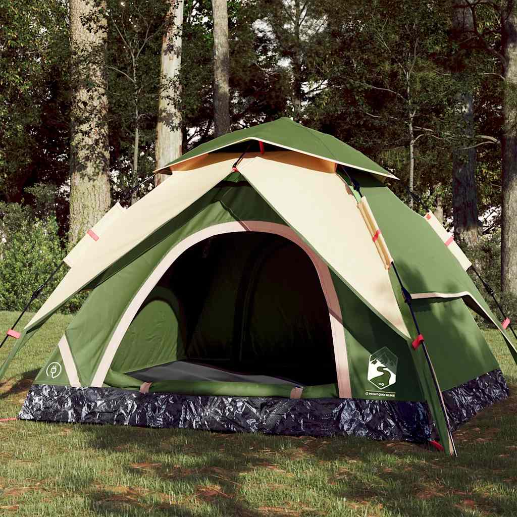 3-personers campingtelt kuppel quick-release grøn