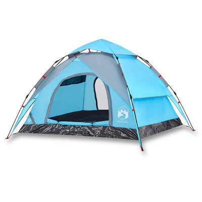 3-personers campingtelt kuppel quick-release blå
