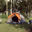 3-personers campingtelt kuppel quick-release grå og orange