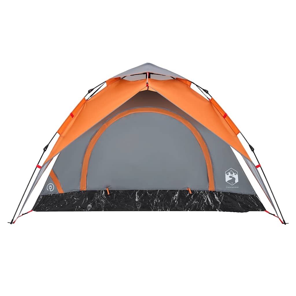 3-personers campingtelt kuppel quick-release grå og orange