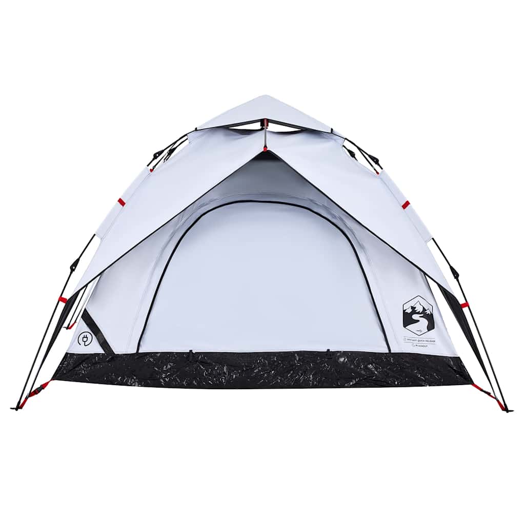 3-personers campingtelt kuppel quick-release mørklægning hvid