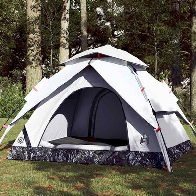 3-personers campingtelt kuppel quick-release mørklægning hvid