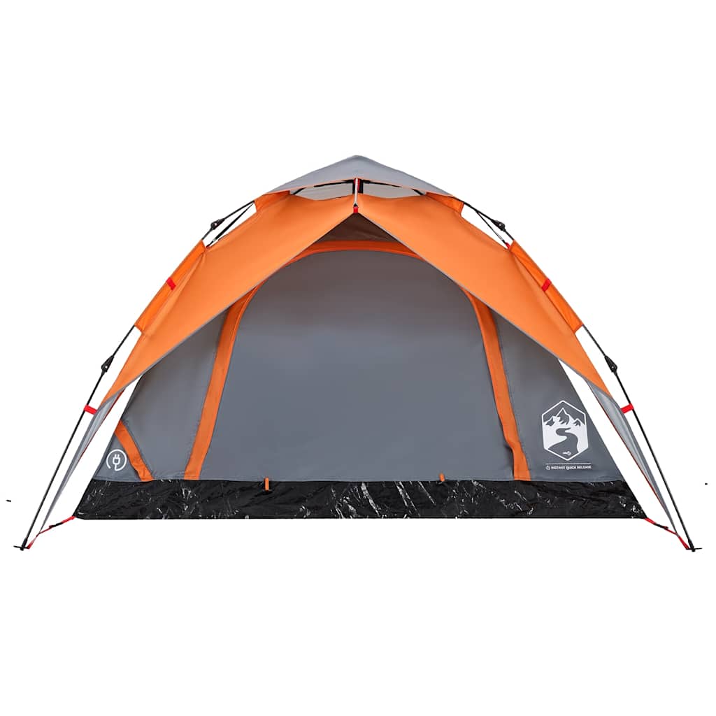 4-personers campingtelt kuppel quick-release grå og orange