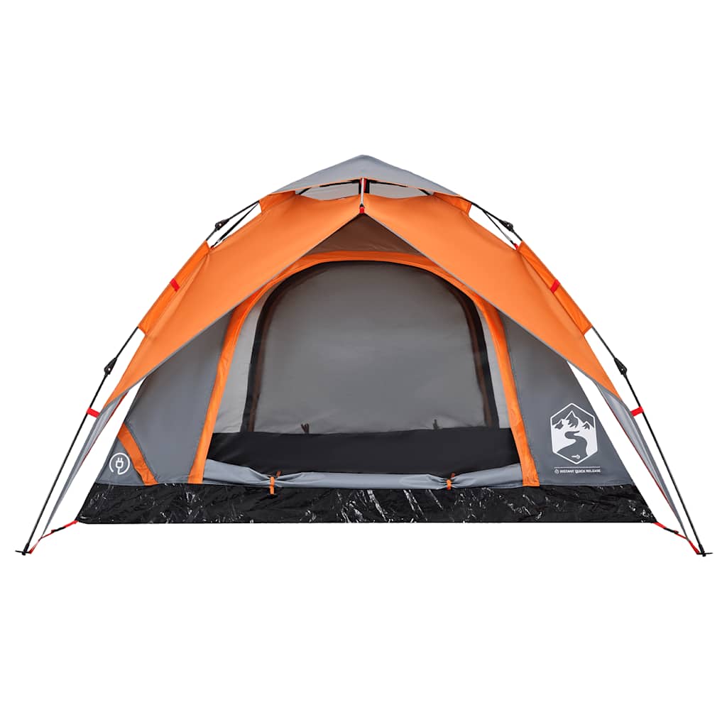 4-personers campingtelt kuppel quick-release grå og orange