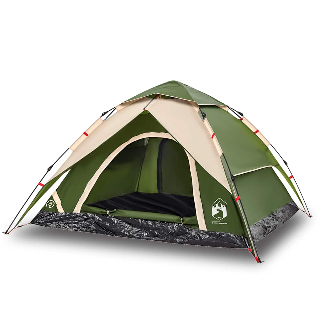 5-personers campingtelt kuppel quick-release grøn