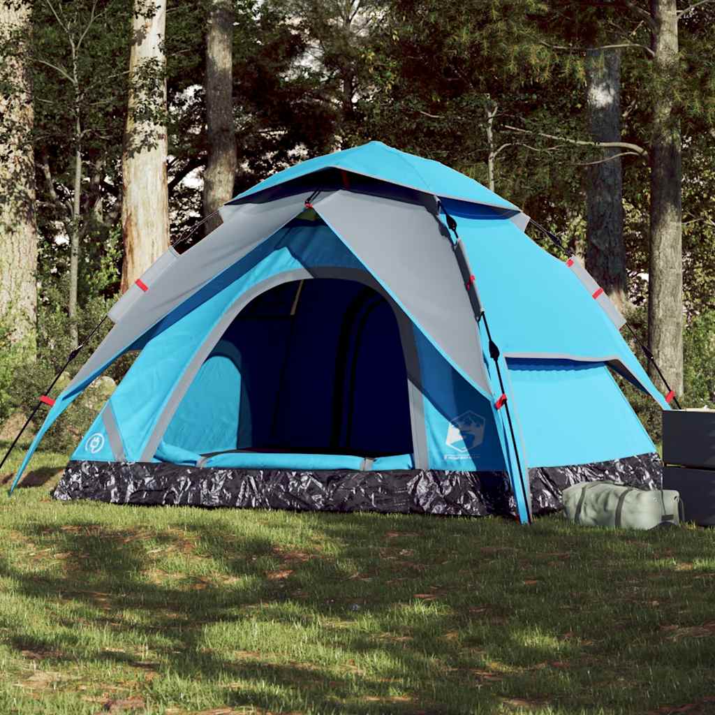 5-personers campingtelt kuppel quick-release blå