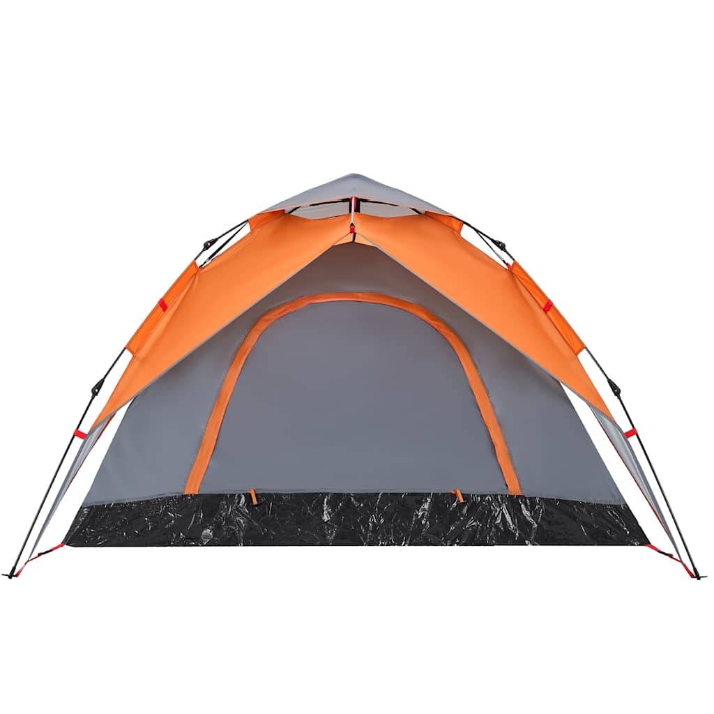5-personers campingtelt kuppel quick-release grå og orange