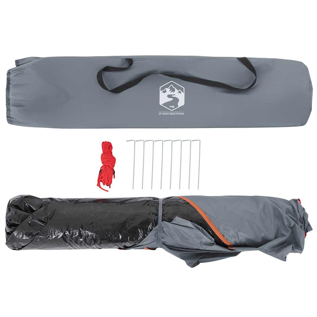 5-personers campingtelt kuppel quick-release grå og orange