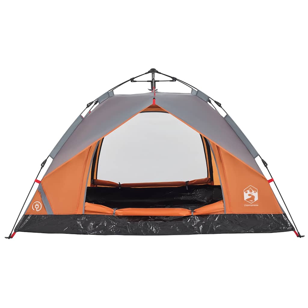 2-personers campingtelt kuppel quick-release grå og orange