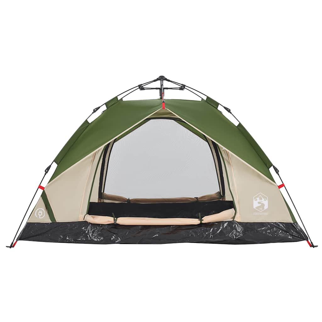 3-personers campingtelt kuppel quick-release grøn