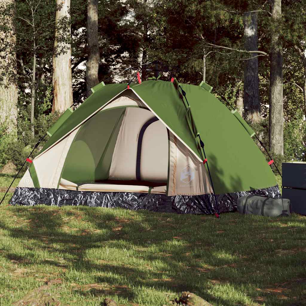 3-personers campingtelt kuppel quick-release grøn