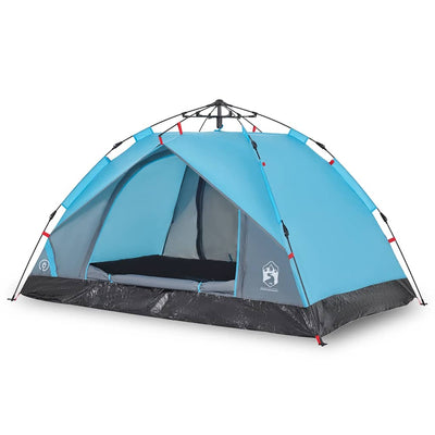 3-personers campingtelt kuppel quick-release blå