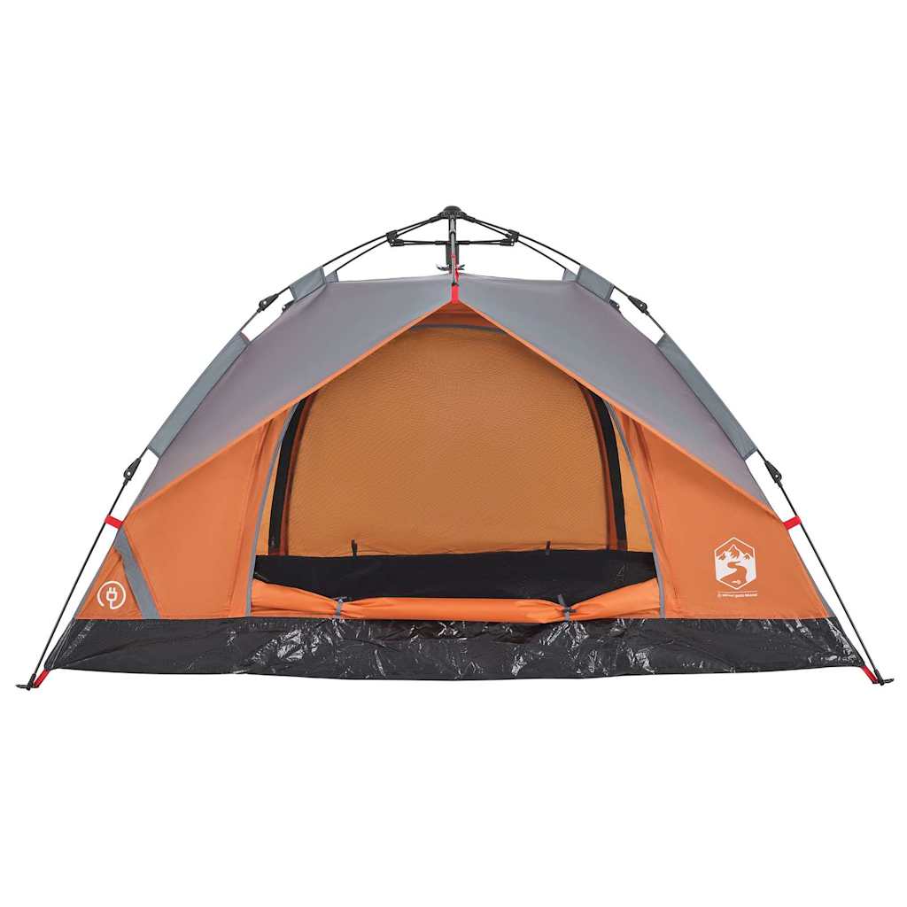3-personers campingtelt kuppel quick-release grå og orange