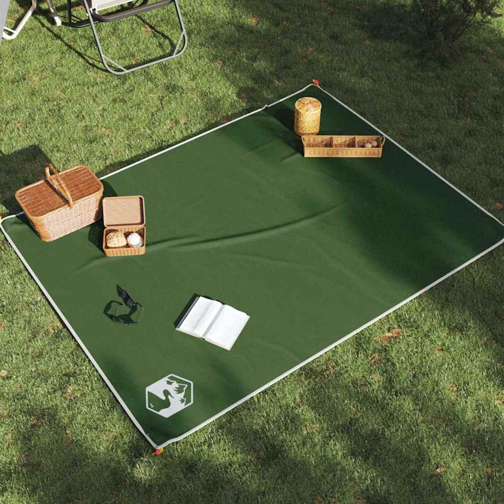 picnictæppe med pløkker 205x155 cm grøn