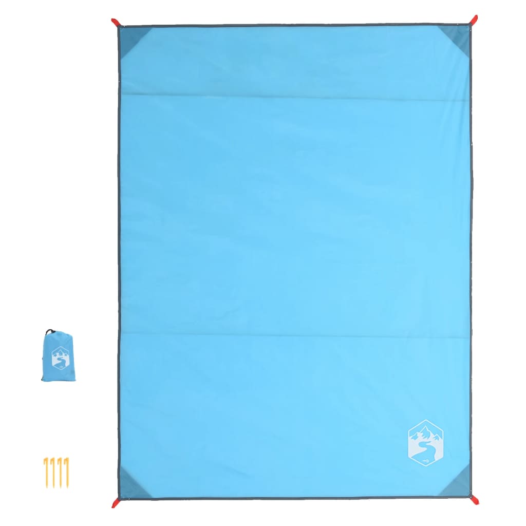 picnictæppe med pløkker 205x155 cm blå