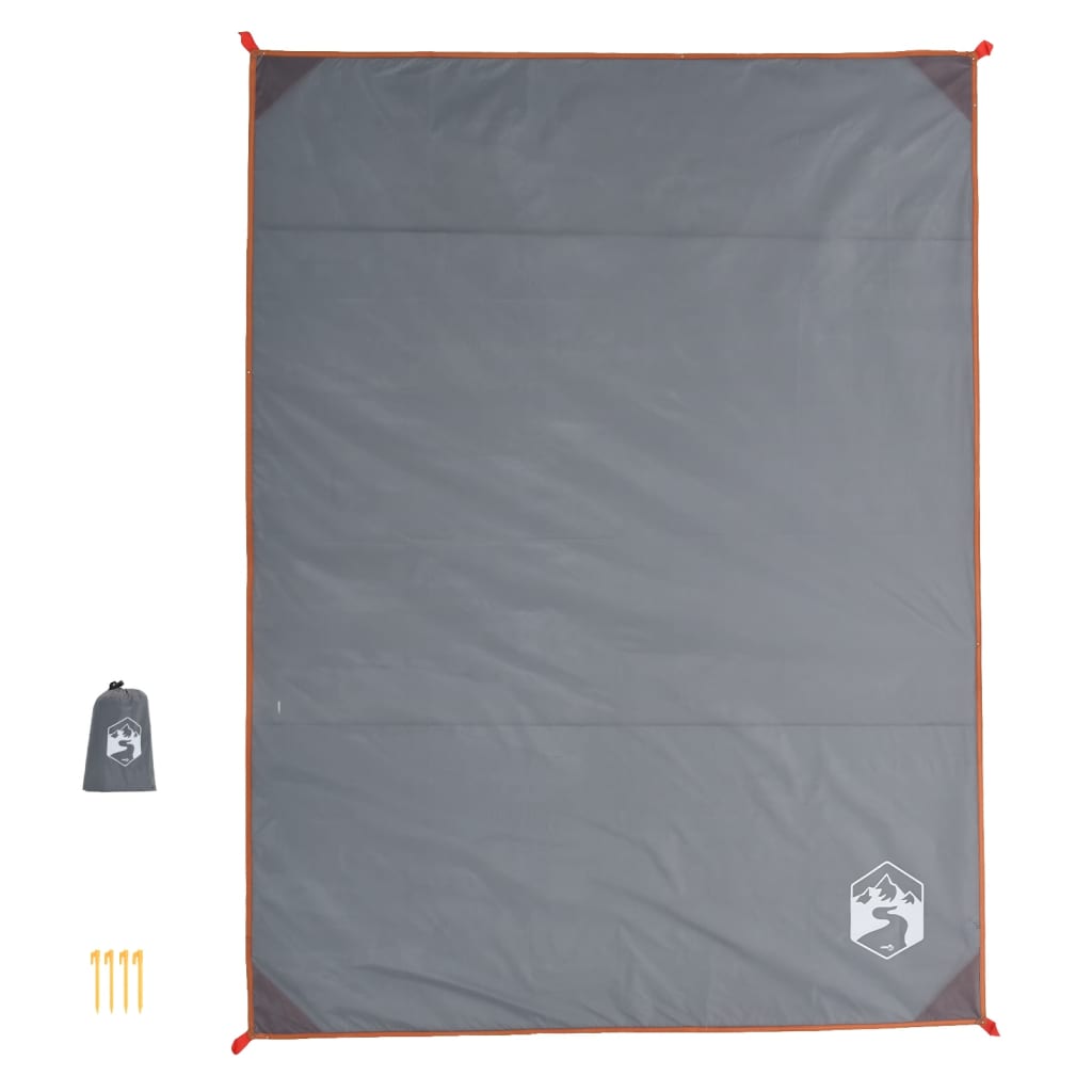 picnictæppe med pløkker 205x155 cm grå og orange
