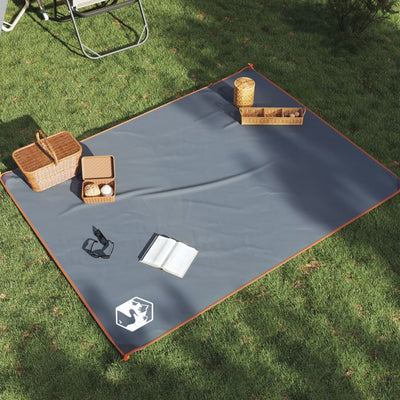 picnictæppe med pløkker 205x155 cm grå og orange