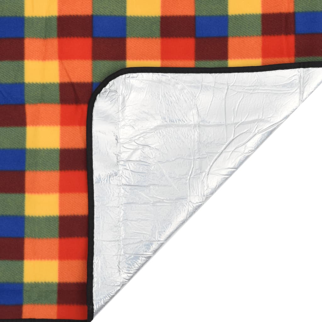 picnictæppe 200x150 cm foldbart ternet fløjl flerfarvet