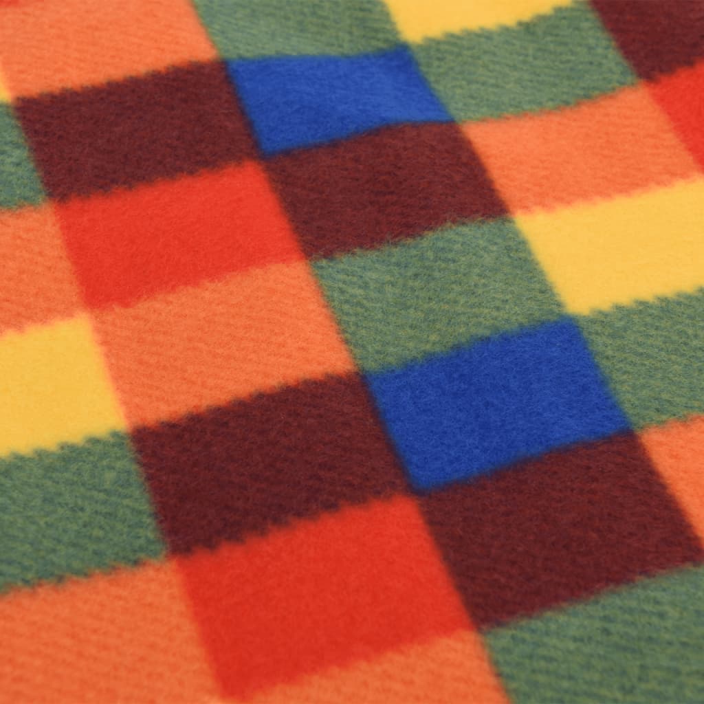 picnictæppe 200x150 cm foldbart ternet fløjl flerfarvet
