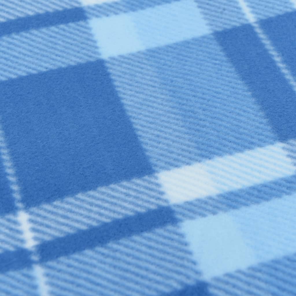 picnictæppe 200x200 cm foldbart fløjl ternet blå