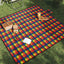 picnictæppe 200x200 cm foldbart fløjl ternet flerfarvet