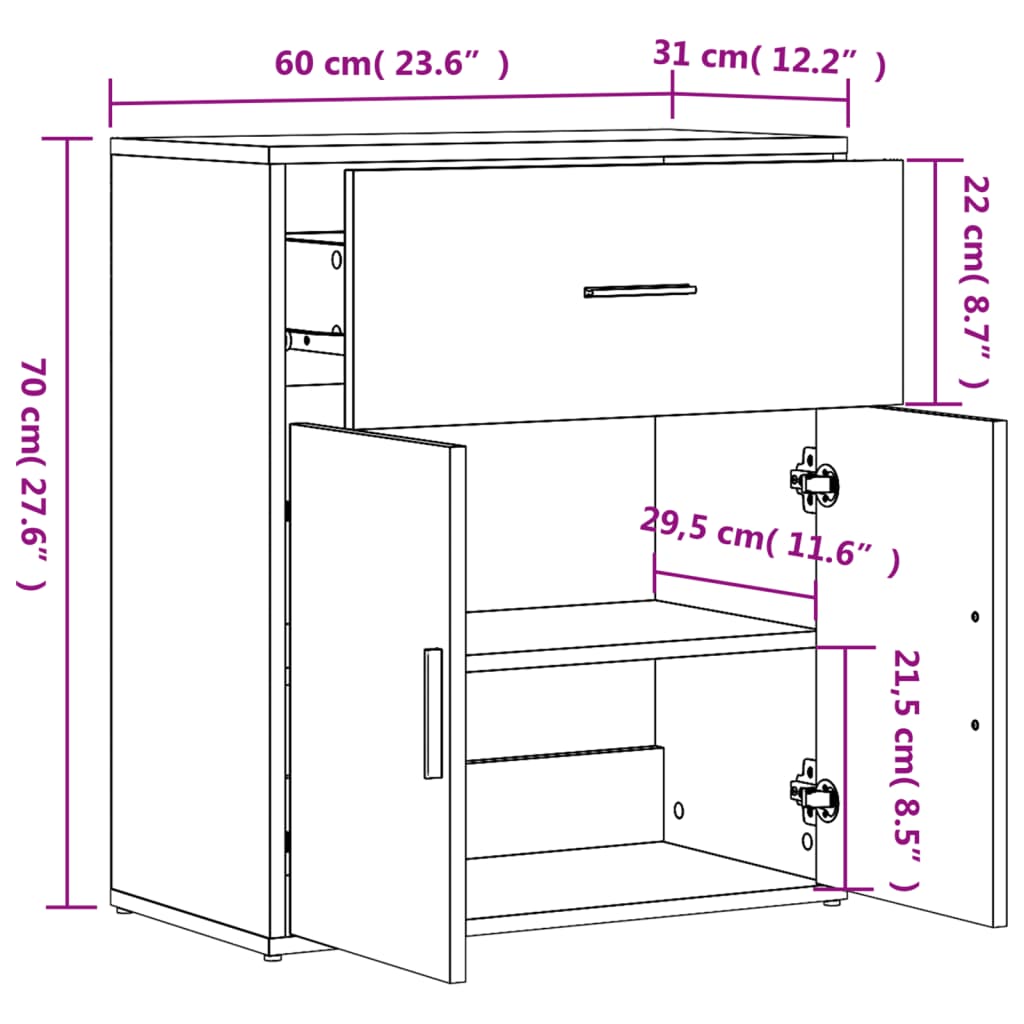 skænk 60x31x70 cm konstrueret træ sonoma-eg