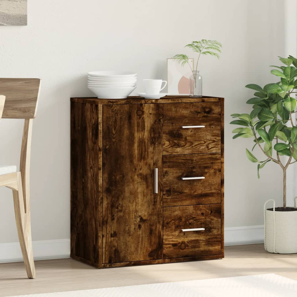 skænk 60x31x70 cm konstrueret træ røget egetræsfarve