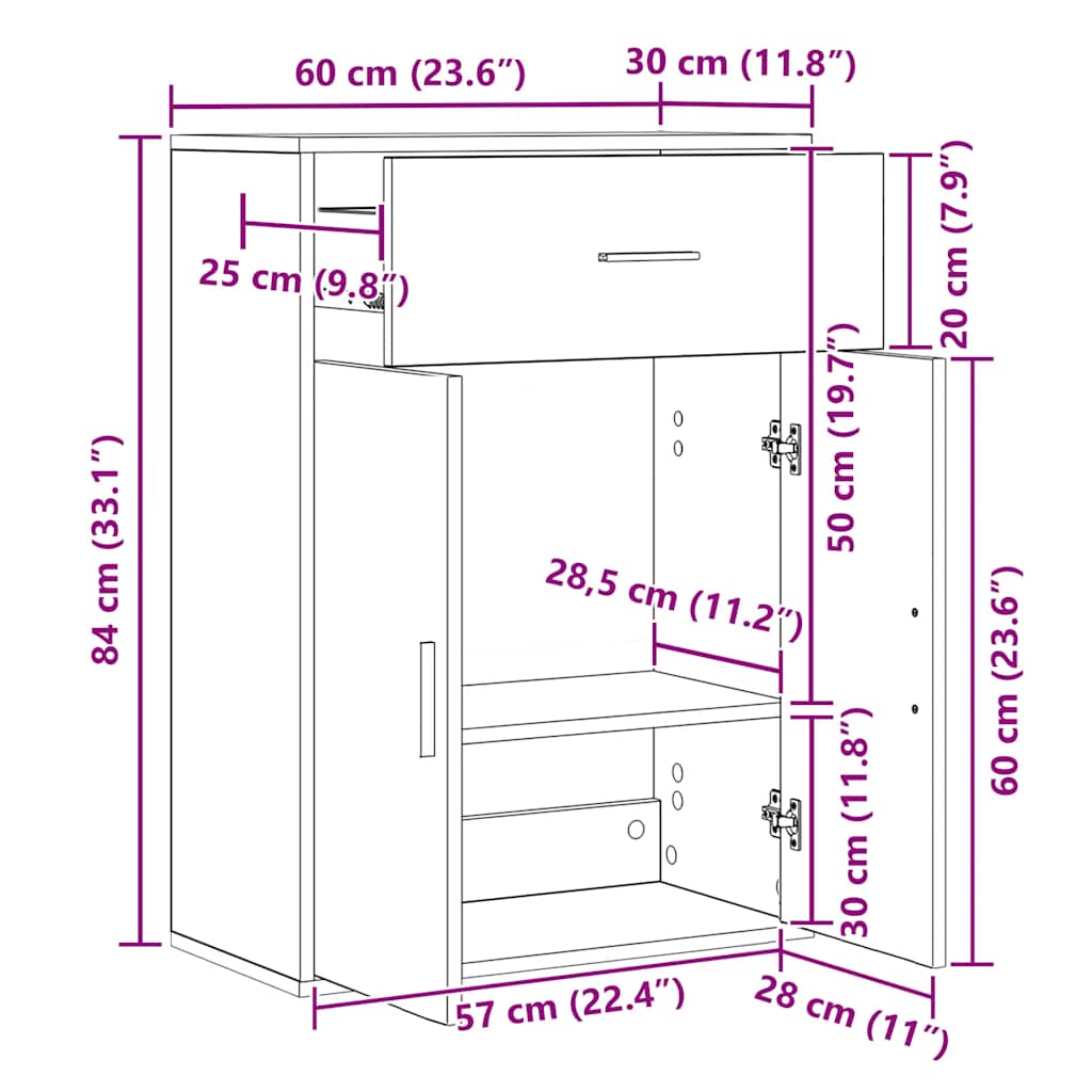 skænk 60x30x84 cm konstrueret træ sonoma-eg