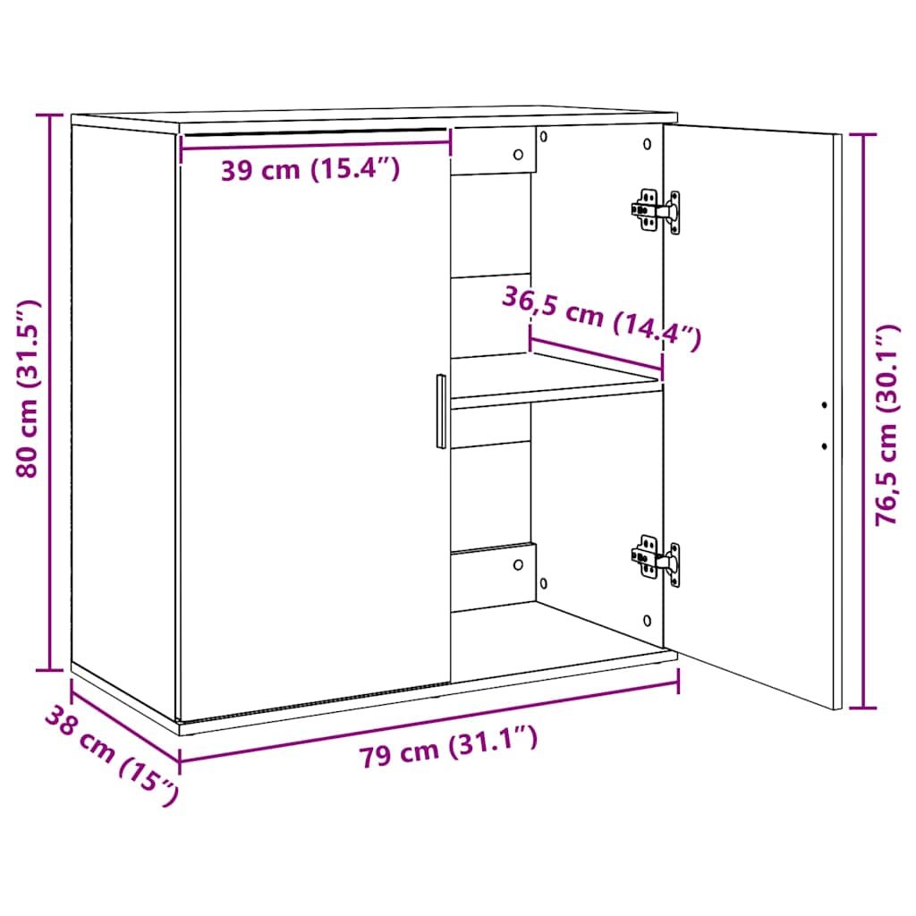 skænk 79x38x80 cm konstrueret træ betongrå