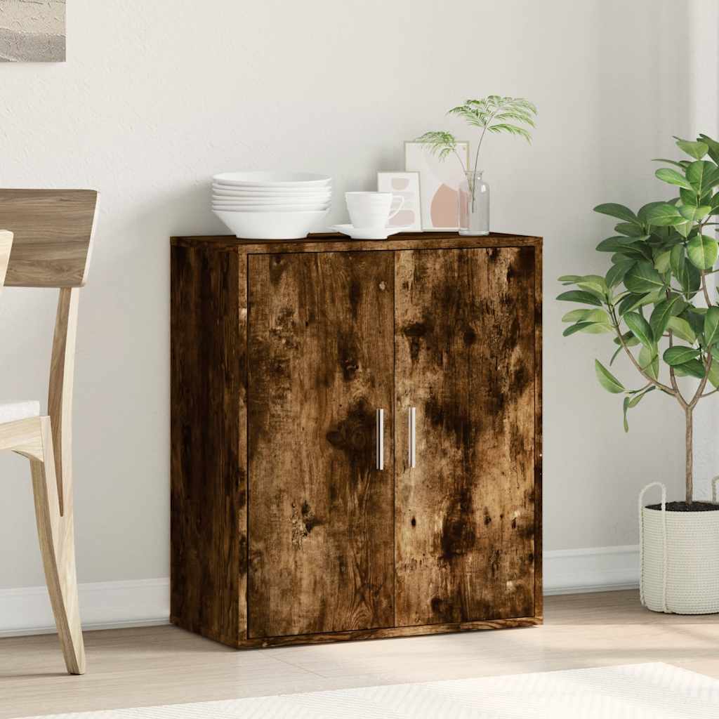 skænk 79x38x80 cm konstrueret træ røget egetræsfarve