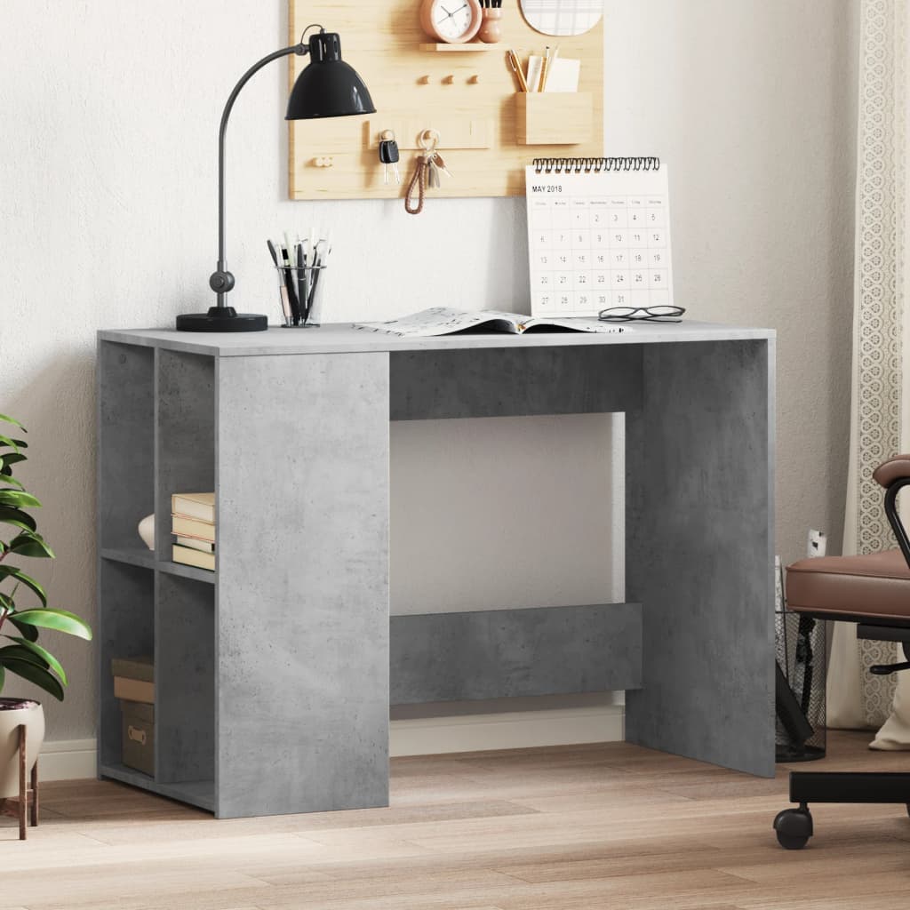 skrivebord 102x50x75 cm konstrueret træ betongrå