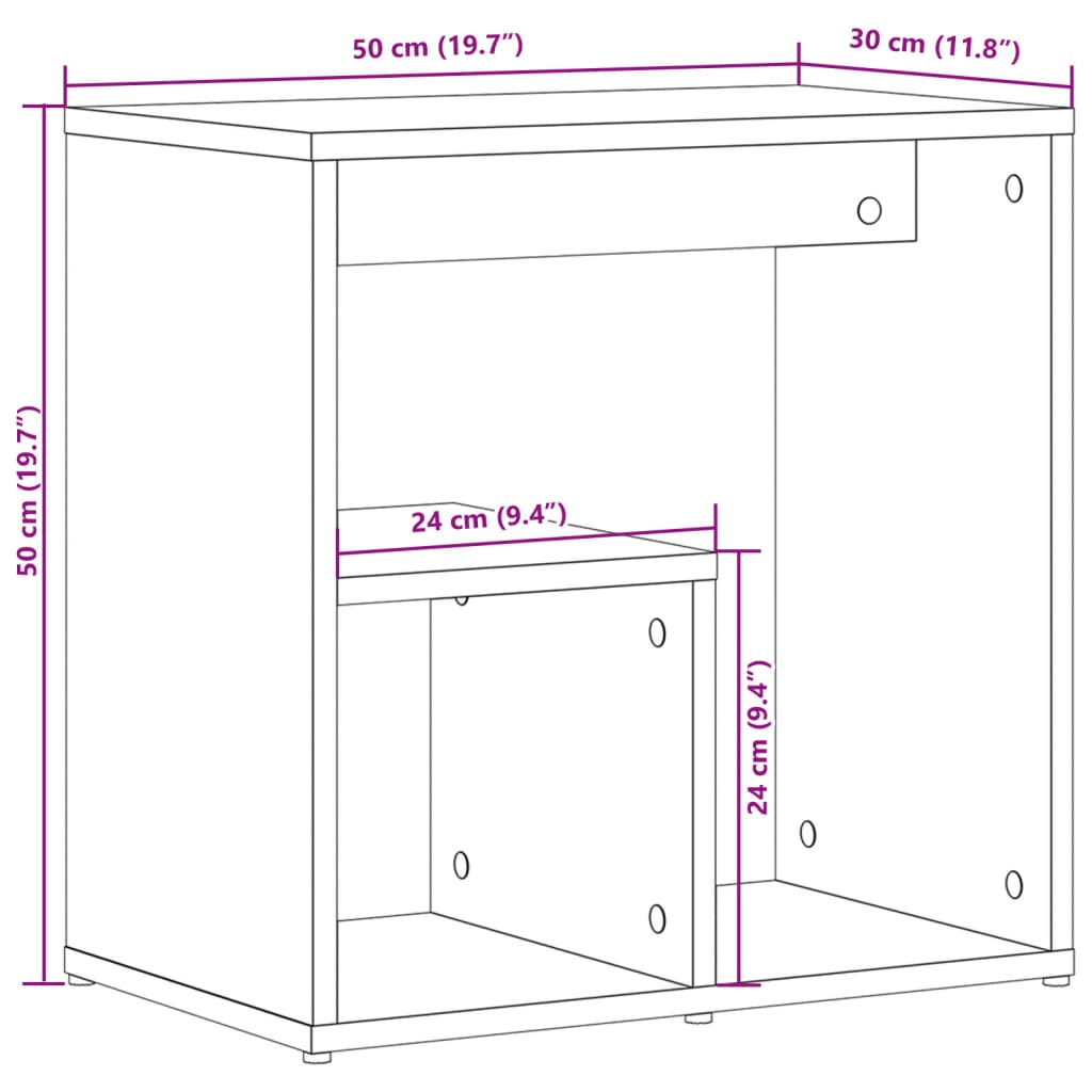 sideborde 2 stk. 50x30x50 cm konstrueret træ hvid