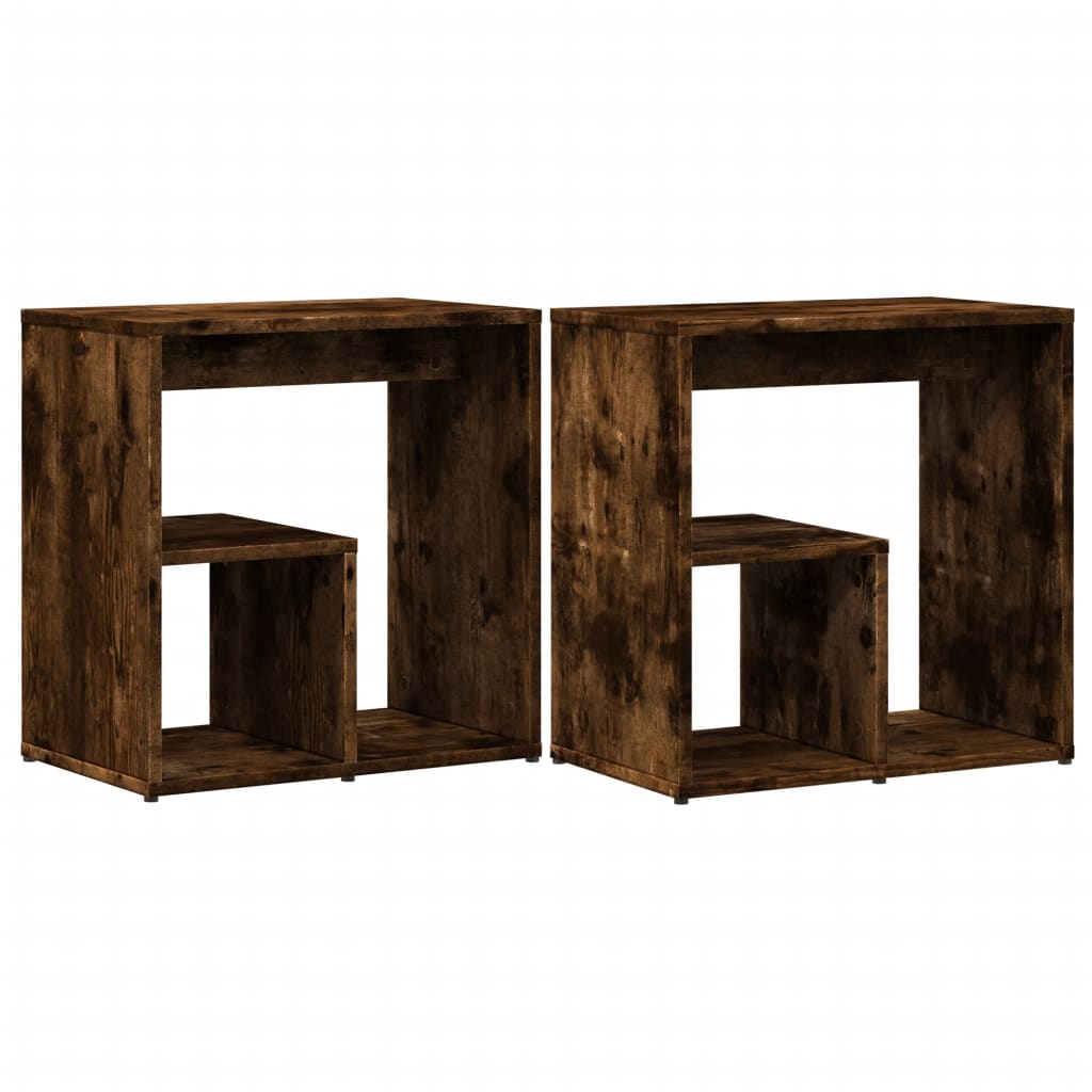 sideborde 2 stk. 50x30x50 cm konstrueret træ røget egetræsfarve