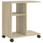 sidebord med hjul 50x30x55 cm konstrueret træ sonoma-eg