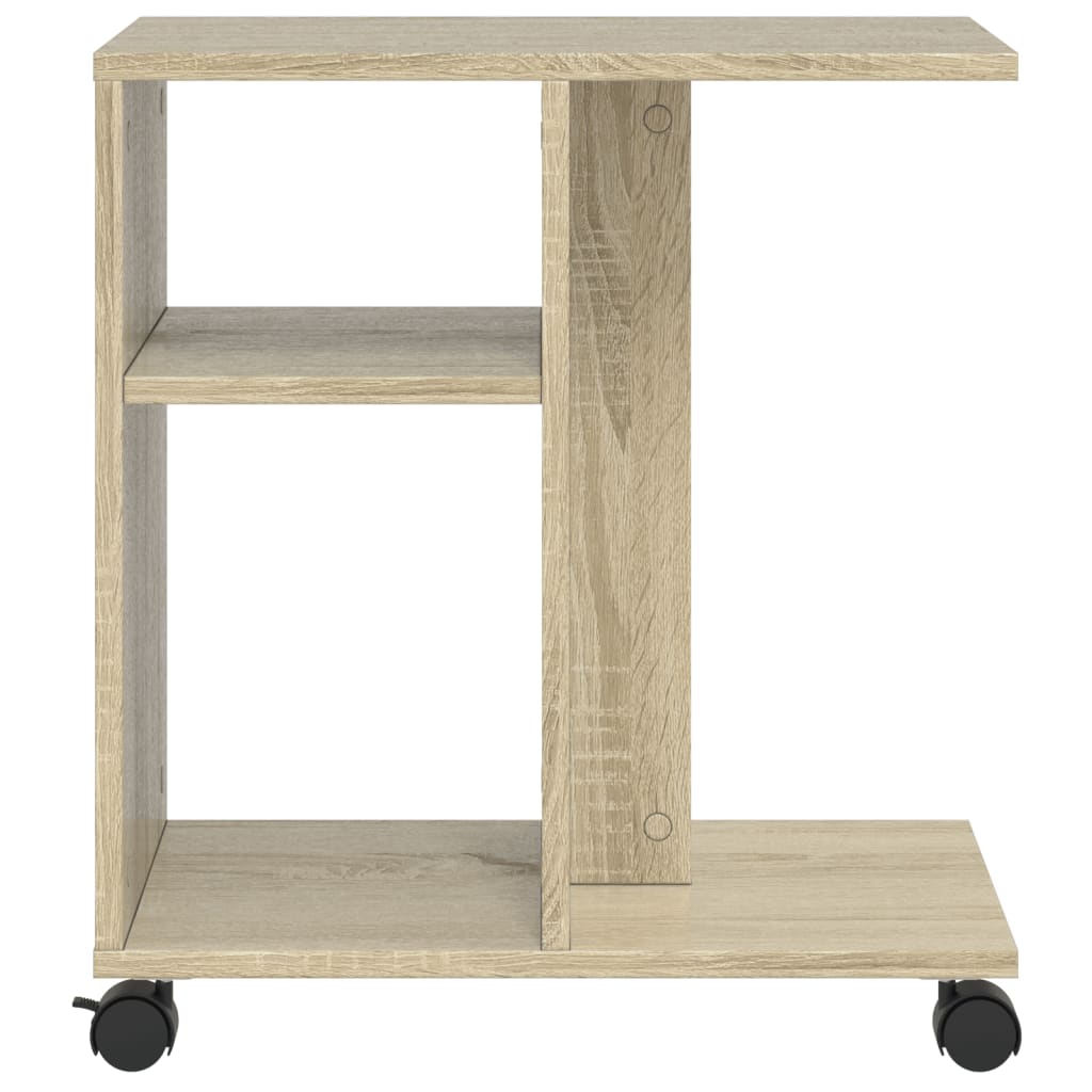 sidebord med hjul 50x30x55 cm konstrueret træ sonoma-eg