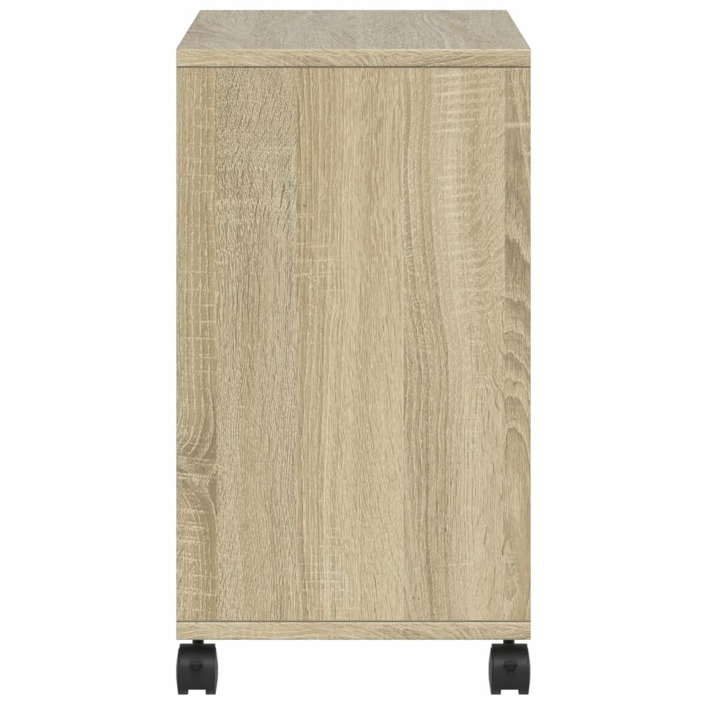 sidebord med hjul 50x30x55 cm konstrueret træ sonoma-eg