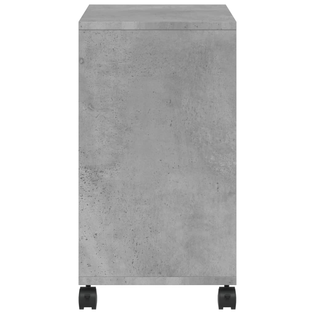 sidebord med hjul 50x30x55 cm konstrueret træ betongrå