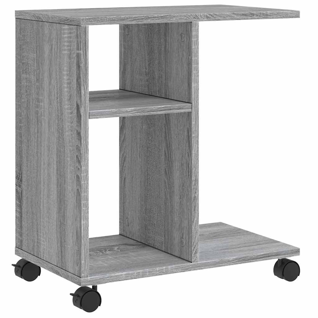 sidebord med hjul 50x30x55 cm konstrueret træ grå sonoma-eg