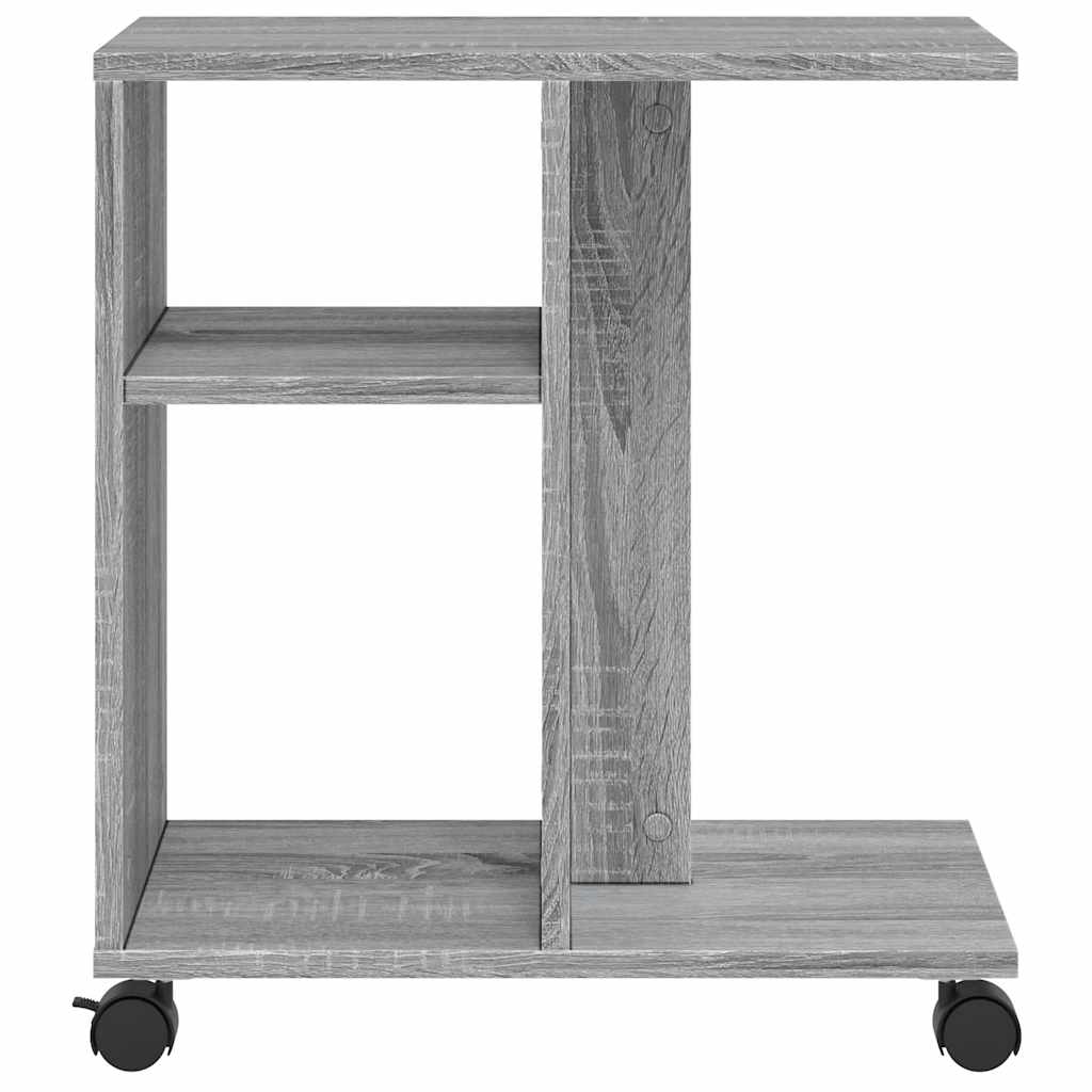 sidebord med hjul 50x30x55 cm konstrueret træ grå sonoma-eg