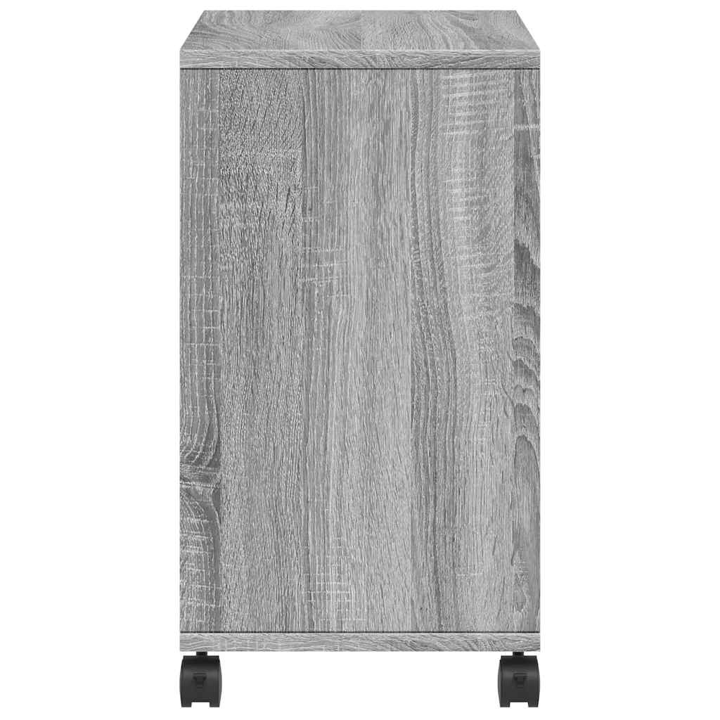 sidebord med hjul 50x30x55 cm konstrueret træ grå sonoma-eg