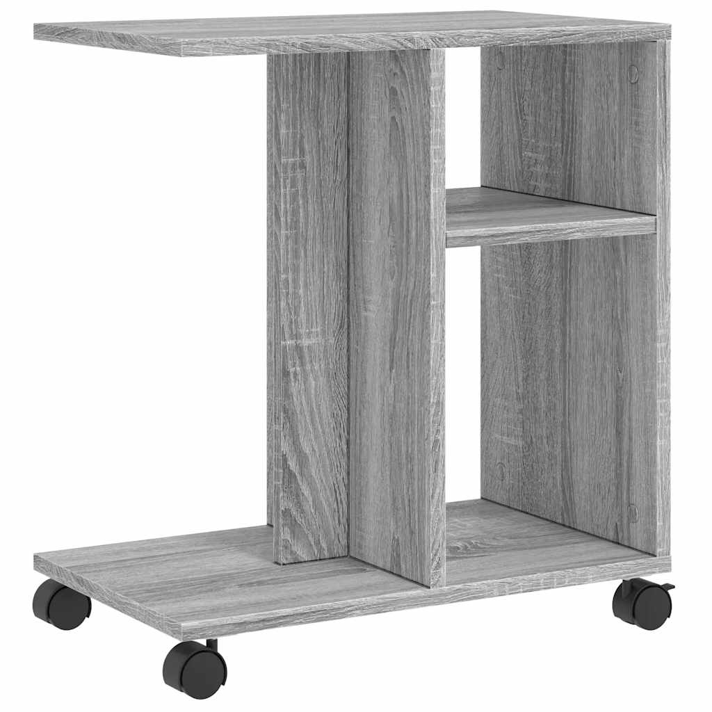 sidebord med hjul 50x30x55 cm konstrueret træ grå sonoma-eg