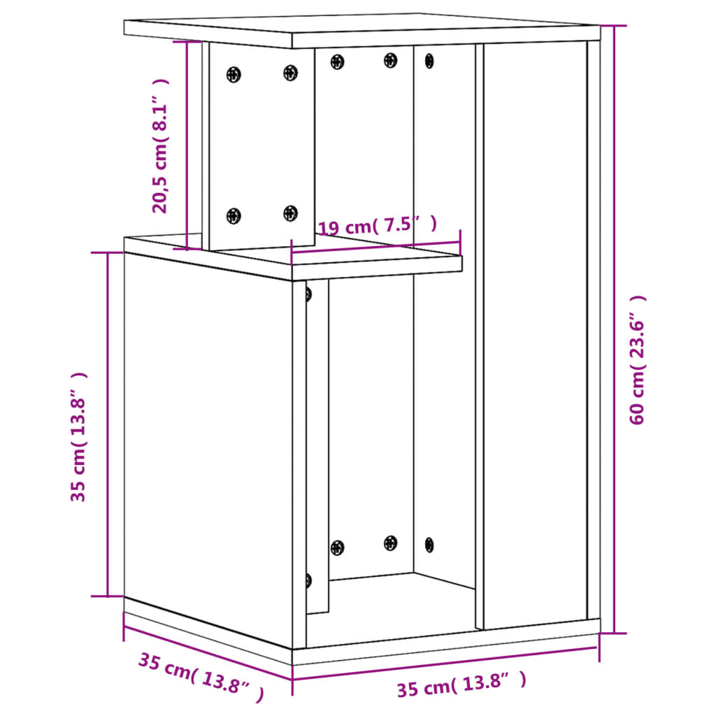 sidebord 35x35x60 cm konstrueret træ sonoma-eg