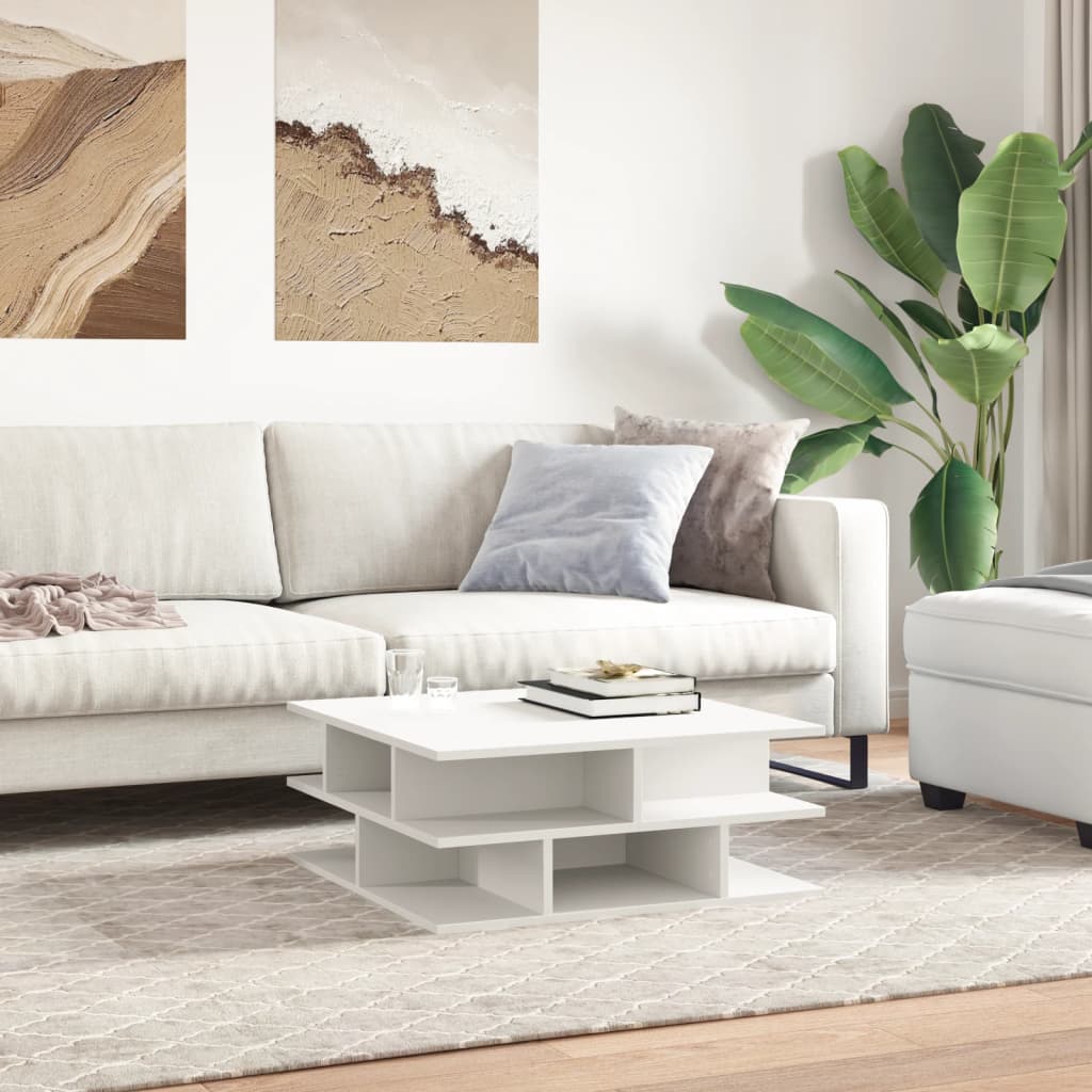 sofabord 70x70x29 cm konstrueret træ hvid