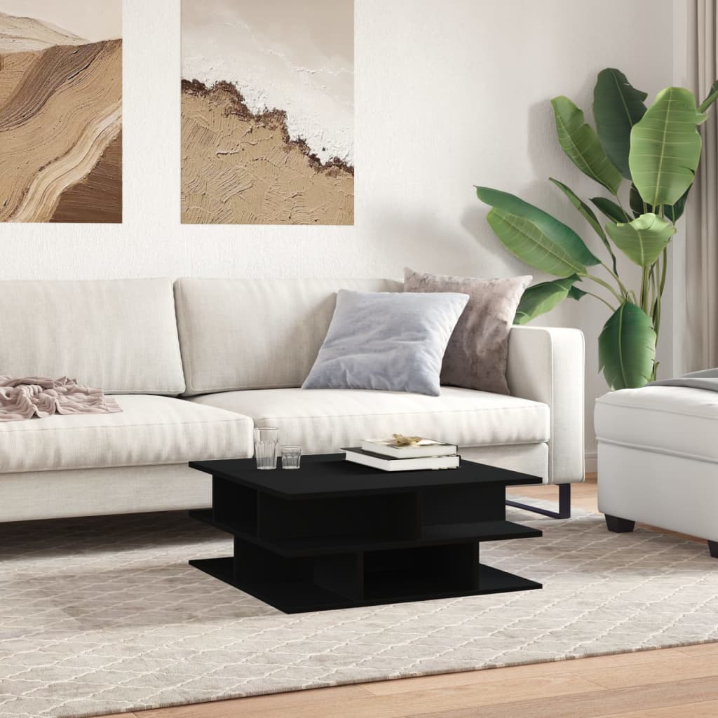 sofabord 70x70x29 cm konstrueret træ sort