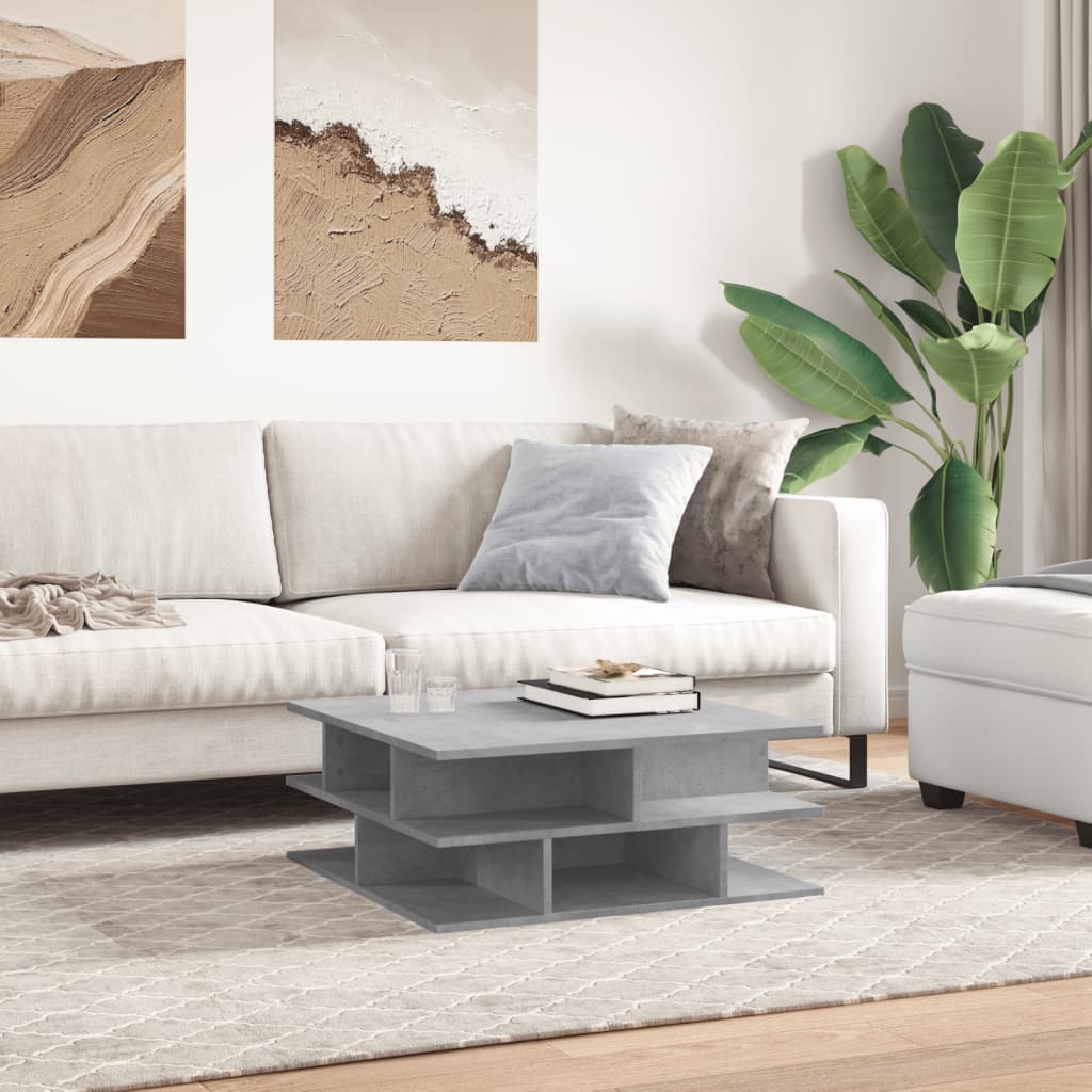 sofabord 70x70x29 cm konstrueret træ betongrå