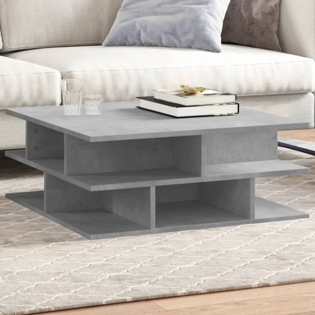 sofabord 70x70x29 cm konstrueret træ betongrå